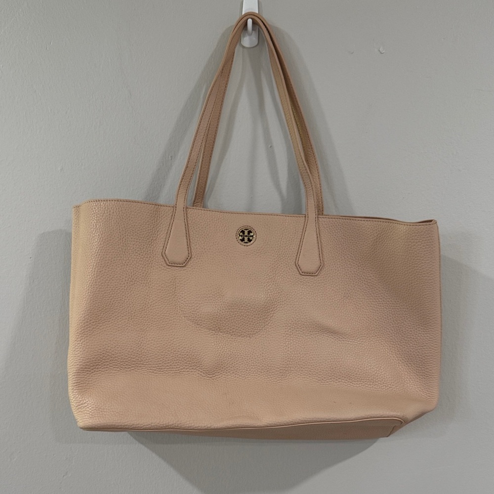 Tory Burch Perry leather Pebbled light Blush Pink Neutral Leather Tote - Picture 2 of 6
